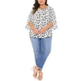 thumbnail image 2 of Agnes Orinda Women's Plus Size Chiffon Top V Neck 3/4 Sleeve Summer Casual Tunic Blouse 4X White, 2 of 5