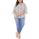 thumbnail image 2 of Blusa de gasa de mujer plus size Agnes Orinda, con cuello en V y mangas 3/4, blusa tunic casual de verano 4X blanca, 2 of 5