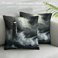 thumbnail image 3 of Creowell Pillow Covers Lighthouse Throw Pillows, Black and White Nautical Storm Outdoor Pillowcase Ocean Wave Seascap Cushion Case Decor for Home Sofa Couch Bed White, 3 of 5