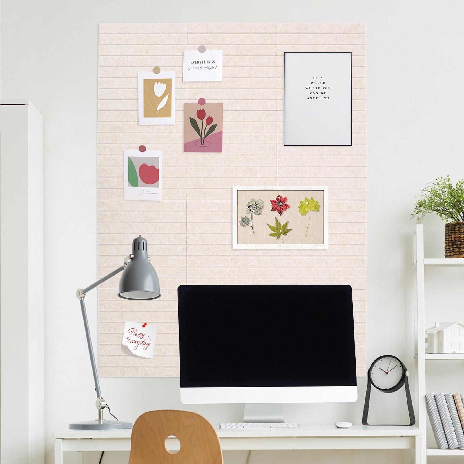 Large Cork Board Alternative Decorative Felt Bulletin Board with 50 Pcs Nails for Home Office Bedroom 12 Pack Felt Wall Tile