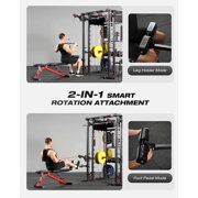 Mikolo Smith Machine Home Gym, All-in-One Power Rack with Smith Cage and Functional Trainer, Squat Rack with 2:1 Dual Pulley Cable System and Extended Forward Reach, Vertical Leg Press