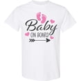 thumbnail image 3 of Inktastic Baby on Board with Arrow Pink Footprints and Hearts T-Shirt, 3 of 5