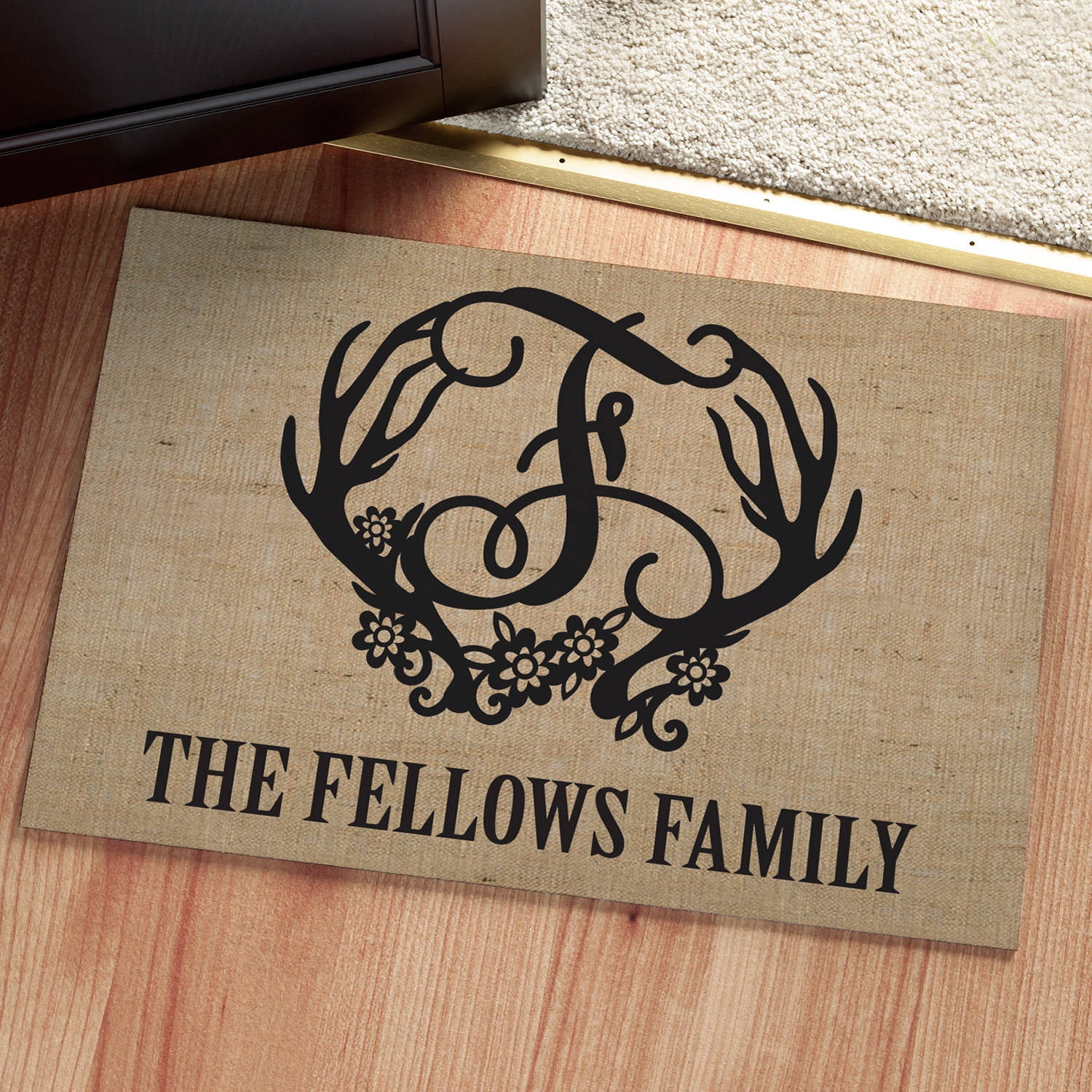 Personalized Doormat - Floral Antlers