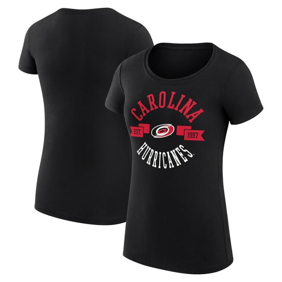 Women's G-III 4Her by Carl Banks Black Carolina Hurricanes Super-Slim Fit Lightweight City Graphic Sport Crewneck