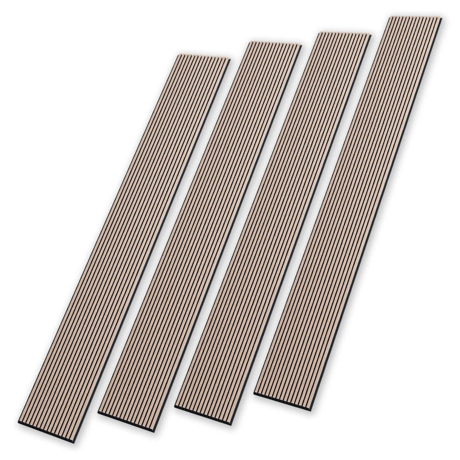 Plank & Hue 4Pcs 106"x12.6" Soundproof Wood Slat Panels Acoustic Wall and Ceiling Panels, Walnut
