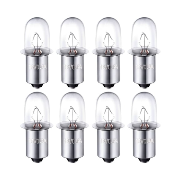 Replacement Flashlight Bulbs, 18V 0.6A Flange Base Light Bulbs, 8 Pack for Work Lights, Clear