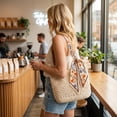 thumbnail image 3 of AOUNQ Boho Crochet Straw Beach Tote Bag for Women, Lightweight Foldable Woven Purse with Zipper for Summer Travel, 3 of 7