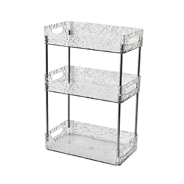 Estante de almacenamiento para baño, bandeja de maquillaje, estante de ducha, bandeja de tocador para baño Blanco claro 3 capas.