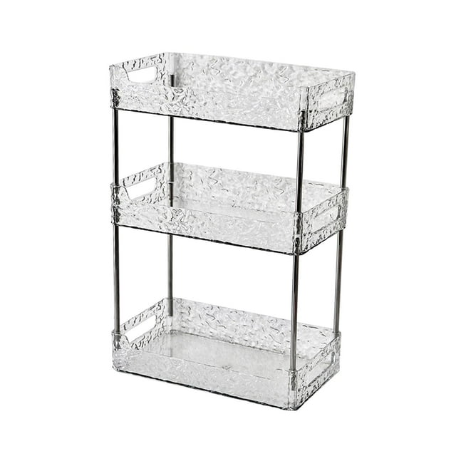 DOLITY Bathroom Storage Rack Bathroom Vanity Tray Modern Decor Dresser Tray Makeup Tray Clear White 3 Layer