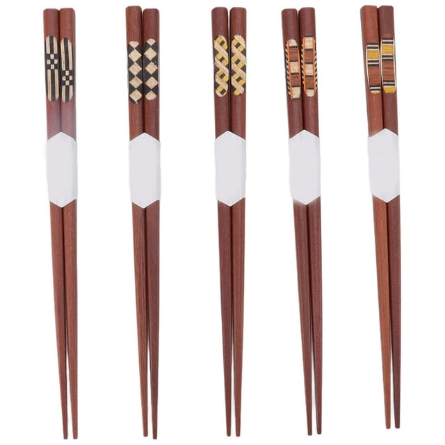 Palillos de Madera Chinos, Palillos de Sándalo Rojo con Patrón Acanalado, Palillos de Madera Reutilizables para Cocinar y Comer, Regalo
