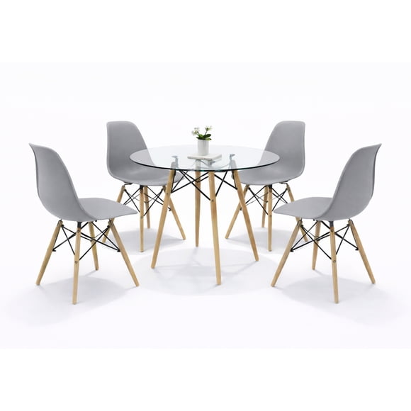 Mundo In Set Comedor Oslo 4 Sillas Mesa Redonda 80cm Polipropileno Madera Mundo In KITMESI0053