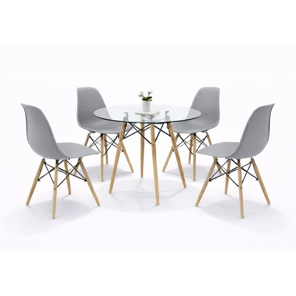 Mundo In Set Comedor Oslo 4 Sillas Mesa Redonda 80cm Polipropileno Madera Mundo In KITMESI0053