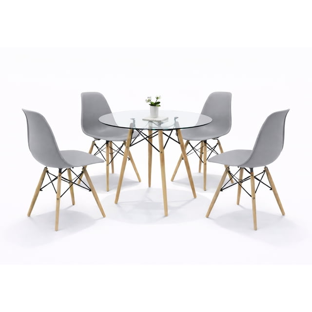 Mundo In Set Comedor Oslo 4 Sillas Mesa Redonda 80cm Polipropileno Madera Mundo In KITMESI0053