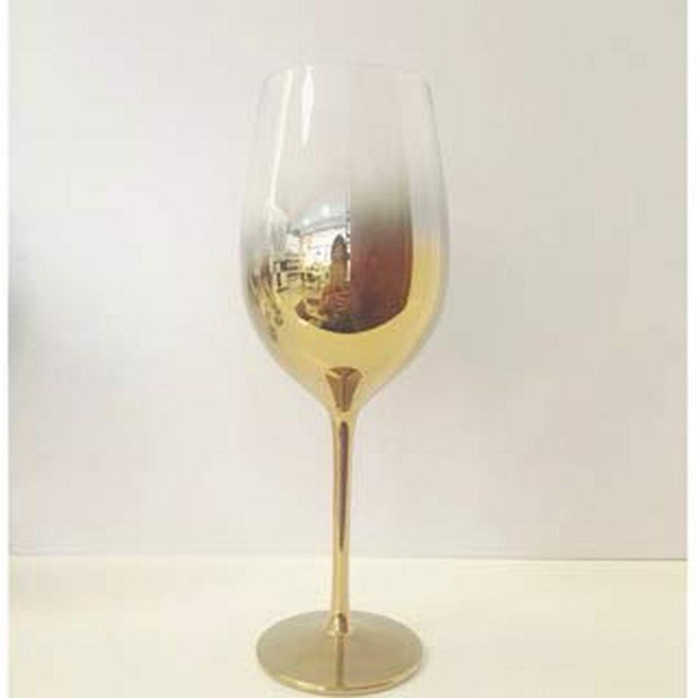 Vikko Décor Gold Ombre White Wine Glasses Thin, Handblown Glass