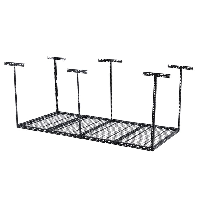 EDTara 4x8ft Adjustable Overhead Garage Storage Rack, Ceiling Storage System With 4 Vertical Posts, 22"-40" Height and 660lbs Capacity