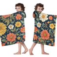 thumbnail image 4 of Pioneer Flower Floral Print Pattern Hooded Bath Towel，50"x30" for Ages 3 To 12 Kids, Quick Dry Lightweight Soft Microfiber Hood Beach Towel Cover Up for Kids, 4 of 7