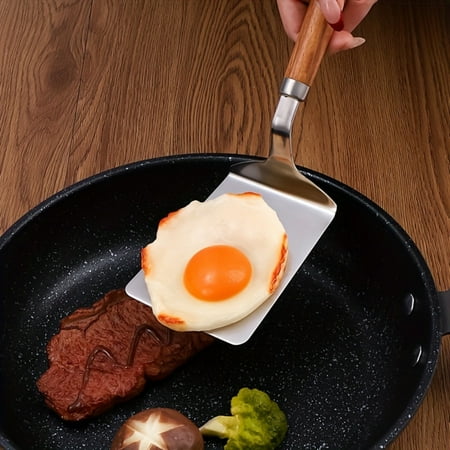 

DEKAXID Stainless Steel Spatula Set - Wood Handle Versatile for Cooking Flipping & Serving - Steak Turner Pizza Peel Cake Server - Kitchen Utensils Ideal for BBQ Griddle and Pancak