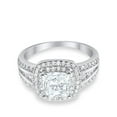 thumbnail image 4 of Halo Art Deco Ring Princess Cut Round CZ 925 Sterling Silver Size 6, 4 of 7