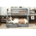 thumbnail image 2 of Newest Twin over Full Bunk Bed with Drawers, Convertible to 2 Separate Beds, Gray Wooden Bunk Bed with Storage, Space Saving 2-in-1 Bed Frame, 2 of 17