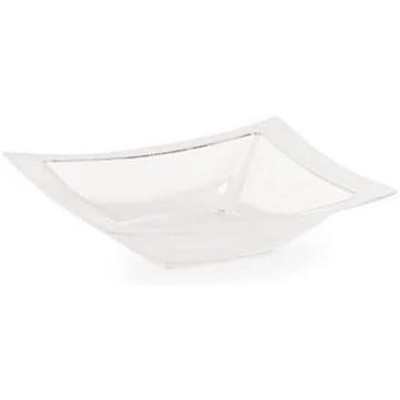 EcoQuality 12 oz Rectangle Pearl Plastic Bowl - Elegant Disposable Serving Bowl for Weddings, Parties, and Special Events - Durable, Reusable Tableware - Perfect for Catering and Buffets (10)