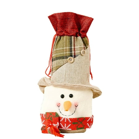 

Wine Bottle Gift Bag Christmas Party Decorations Adopt Drawstring Design B