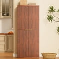 thumbnail image 2 of S-HOME Modern 72 Inch Tall Fluted Wood Pantry Storage Cabinet, Versatile 6 Door Organizer for Kitchen and Dining Areas, Walnut, 2 of 16