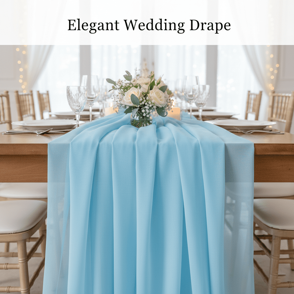 Sedona Designz 120 Inches Wide Sheer Voile Chiffon Fabric for Events - Baby Blue