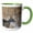 Green/White, variant on 3drose, White-tailed Deer Buck Close up in the Thistles., 11oz Two-tone Black Mug