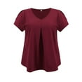 thumbnail image 4 of GRACE & GRANDEUR Women's Plus Size Tops Slit Sleeve V Neck Blouses Cold Shoulder Casual Summer Tee Top 1X Dark Burgundy, 4 of 5