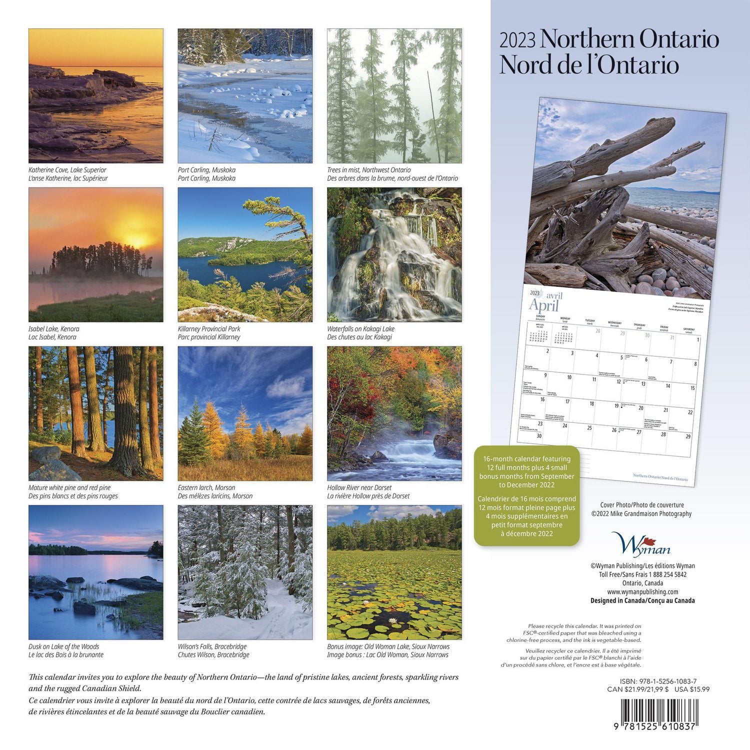 Northern Ontario | 2023 12x24 Inch Square Wall Calendar