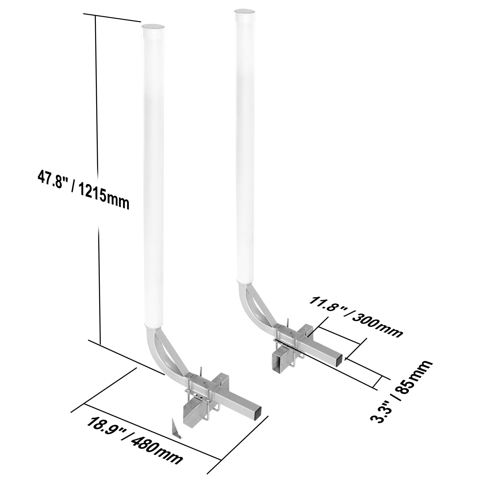 KFFKFF Marine Trailer Guide Set, 48'' Flexibly Adjustable Poles, Pair of Galvanized Steel Supports with PVC Coating, Ideal for Ski, Fishing, and Sailboat Transport, 2024