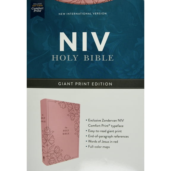 NIV Holy Bible Giant Zondervan Comfort Print Edition, Gold Glid, Pink