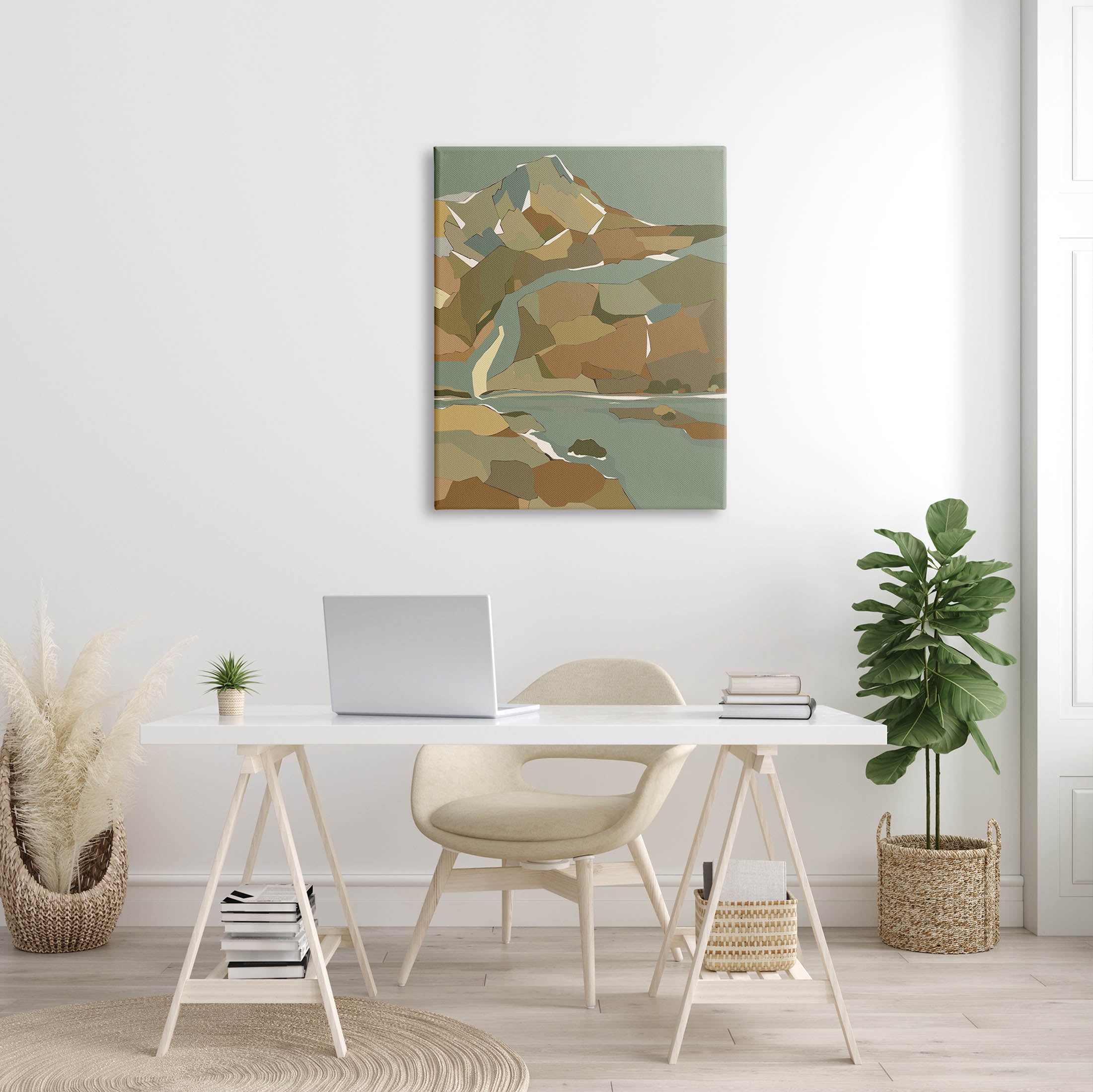 Stupell Industries Abstract Mountain River Blocked Neutrals Graphic Art Gallery Wrapped Canvas Print Wall Art, Design by Nikita Jariwala