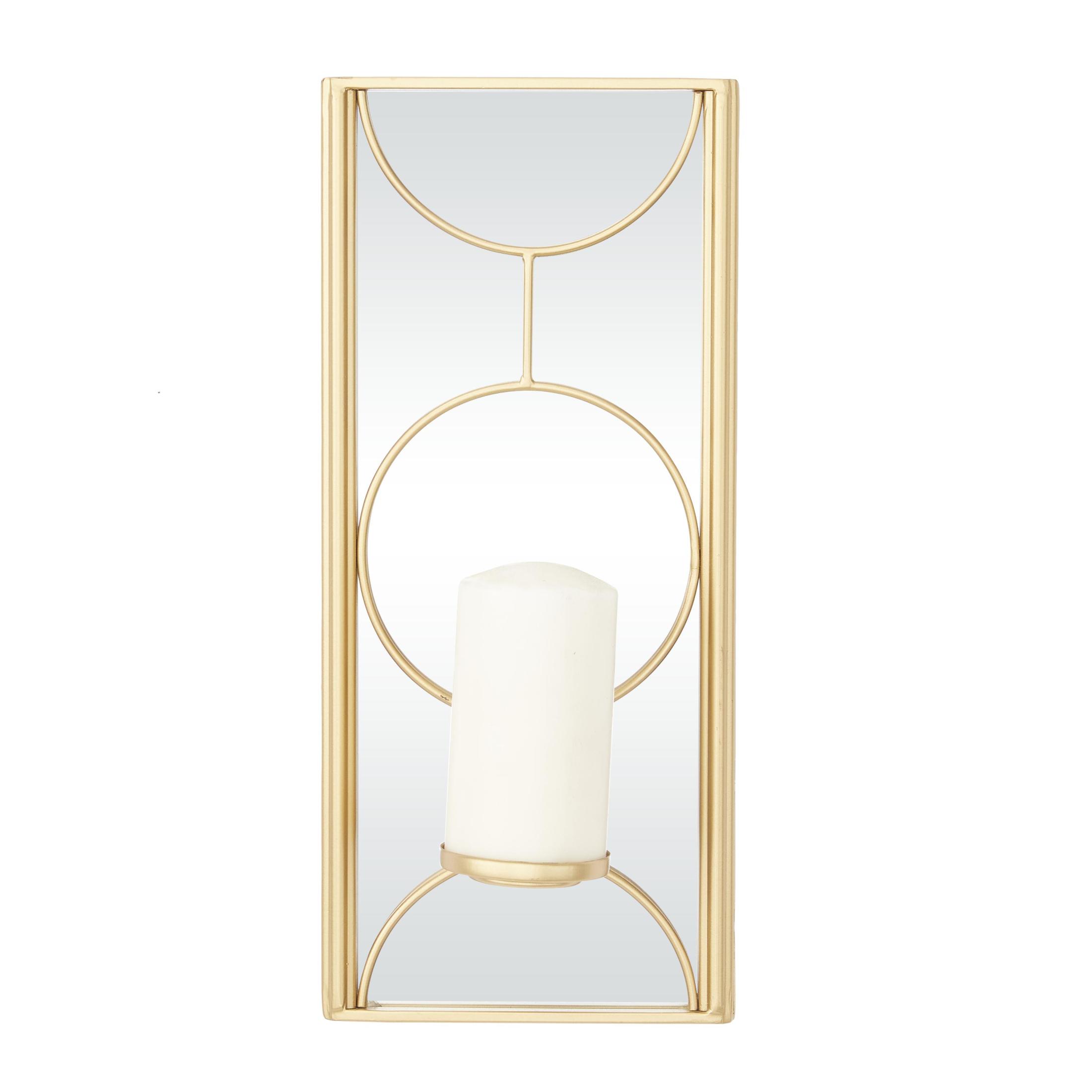CosmoLiving by Cosmopolitan Gold Metal Geometric Pillar Wall Sconce with Mirror Backing