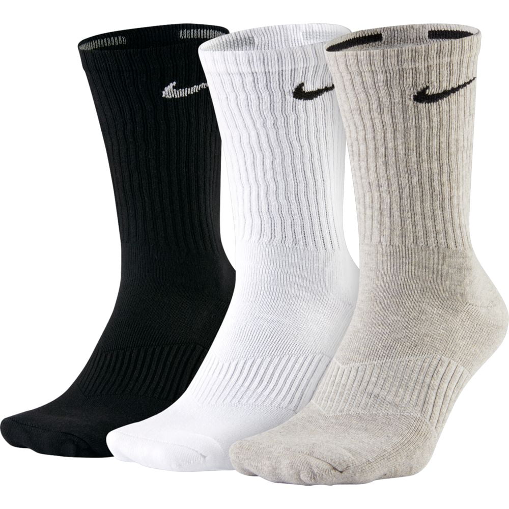 Nike - Men's 1/2 Cushioned Crew Sport Socks 3-Pack, L, Grey/White ...