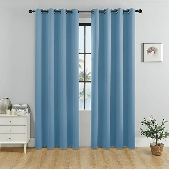 Light Blue 100% Blackout Curtains 84 Inch 2 Panels, Luxury Thermal Insulated Curtains for Bedroom Living Room, Soundproof Blackout Window Drapes, Rod Pocket (52W x 84L)