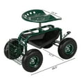 thumbnail image 2 of Tenozek Garden Cart Rolling Work Seat Outdoor Lawn Yard Patio Wagon Scooter for Planting, Adjustable 360 Degree Swivel Seat w/Tool Tray, Basket, 2 of 6