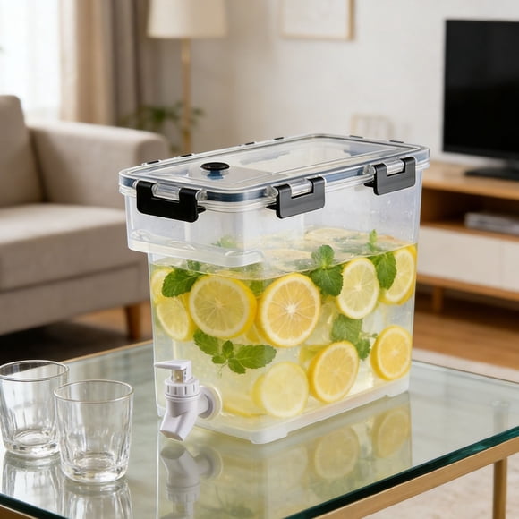 Iumwxz Water Pitcher Large Beverage Dispenser Plastic Pitcher Spigot Airtight Refrigerator Cold Water Fruit Infuser Filter Family Gatherings Home Kitchen Leakproof Jug Organizer Clear