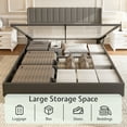 thumbnail image 3 of Papajet Queen Size Lift Up Storage Bed, Linen Upholstered with Vertical Channel Tufted Headboard and Wingback, Hydraulic System, Dark Grey, 3 of 7