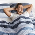 thumbnail image 4 of Regency Heights 3-Piece Comforter Sets, Reversible Striped Comforter Set for Dorm, Lightweight All Season Bedding Set with Pillow Shams,Full/Queen, Navy/Blue, 4 of 9