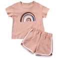 thumbnail image 1 of Summer Sets Two Piece Outfits Short Sleeve T-Shirt Tops + Shorts Girls 2-3Years Clothes, 1 of 9
