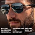 thumbnail image 3 of grinderPUNCH Polarized Aviator Sunglasses Men Women Retro Vintage Pilot Sun Glasses UV400 Protection - Matte Black, 3 of 11