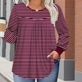 thumbnail image 5 of HVOBTTY Women's Long Sleeved T Shirt, Fall and Winter Tops for Women Plus Size, Women's Plus Size Casual Striped Print Crew Neck Everyday Wear T Shirt Wine, Wine A, 5 of 5
