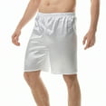 thumbnail image 2 of SWSMCLT Men's Satin Pajama Shorts Sleepwear Knee Length Silk Sleeping Shorts Soft Summer Lightweight Elastic Waist Cool White 34, 2 of 4