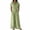 Green, variant on Womens Short Sleeve Collared Jumpsuits Comfy Cotton Blend Belt Waist Button Front Wide Leg Long Rompers with Pockets Summer Daily Wear Green