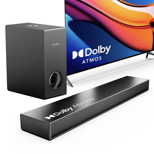 ULTIMEA Barra de sonido para Smart TV con Dolby Atmos, barra de sonido de potencia máxima de 190 W con subwoofer, barra de sonido de TV con refuerzo de graves, barras de sonido de audio de cine en cas