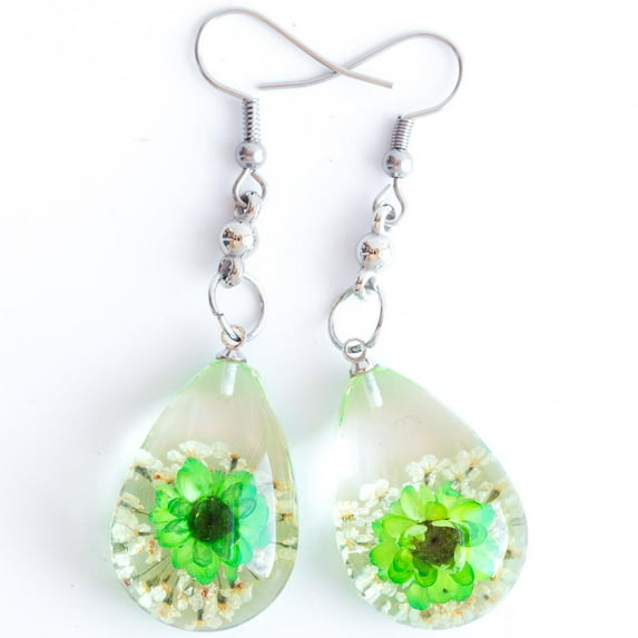 Flower Earrings Green Orb Bea Earrings