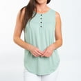 thumbnail image 2 of Elsie & Zoey Tobi Large Sage Sleeveless Scoop Neck Henley Tank Top for Women, 2 of 7