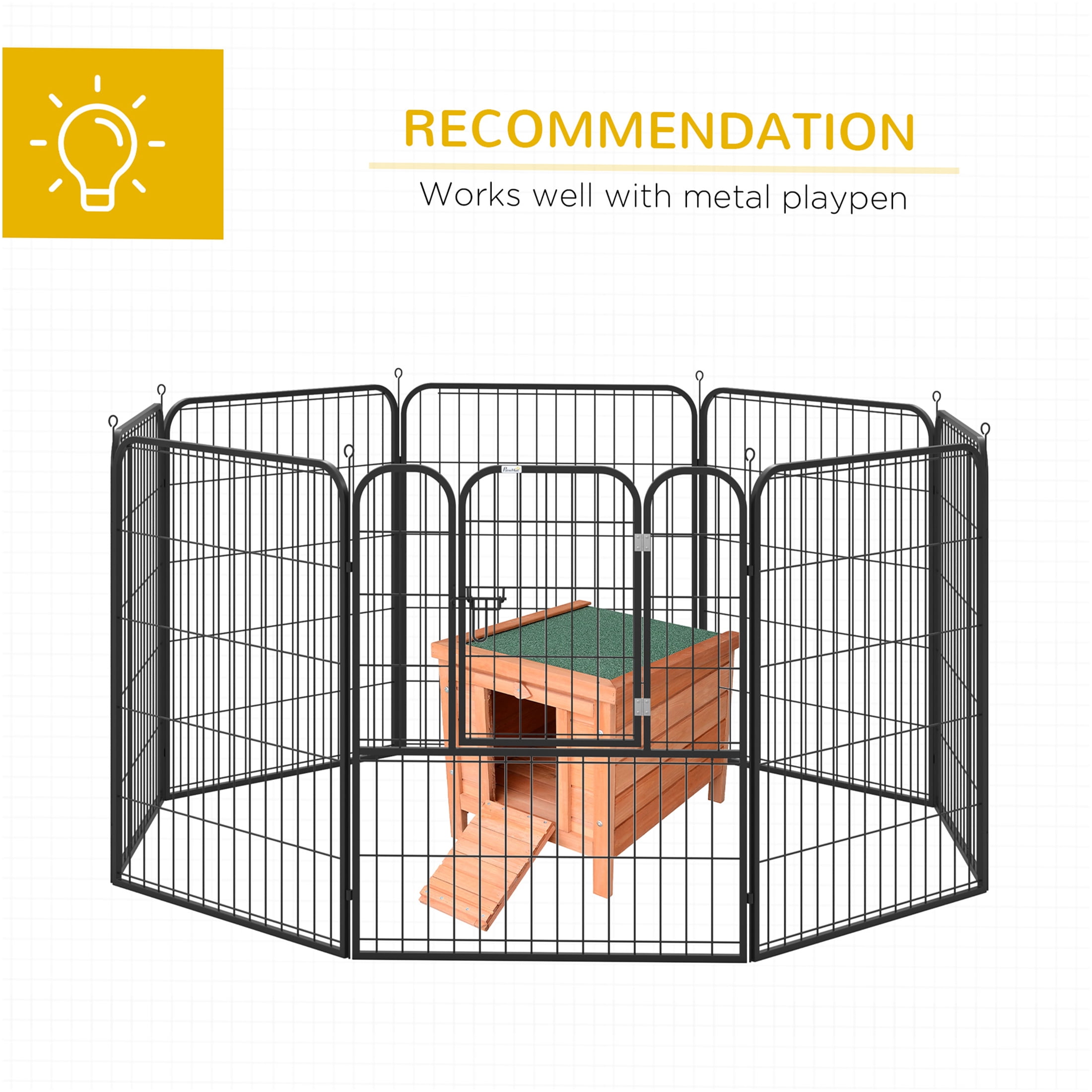 JERFIT Outdoor Rabbit Hutch with Waterproof Roof, Small Animal Cage Wooden House for Rabbits, Guinea Pigs, Ducks, Puppies, Raised Floor, Easy-Clean, Weather Resistant, Natural