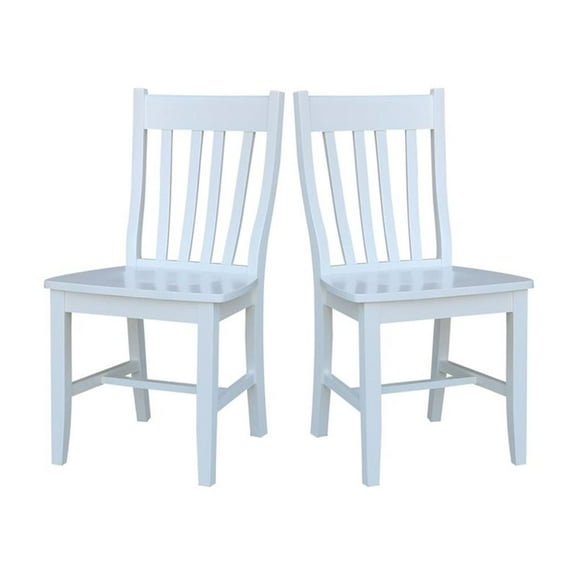 Kingfisher Lane 18" Farmhouse Wood Dining Chair in White (Set of 2)